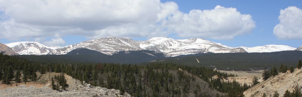 Panorama of Mount Sherman and the Mosquito Range under a summer sky