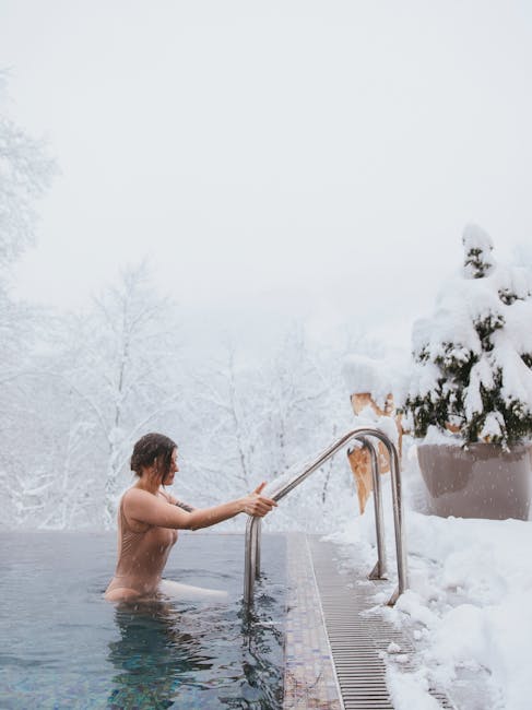 Natural hot spring pool surrounded by mountains