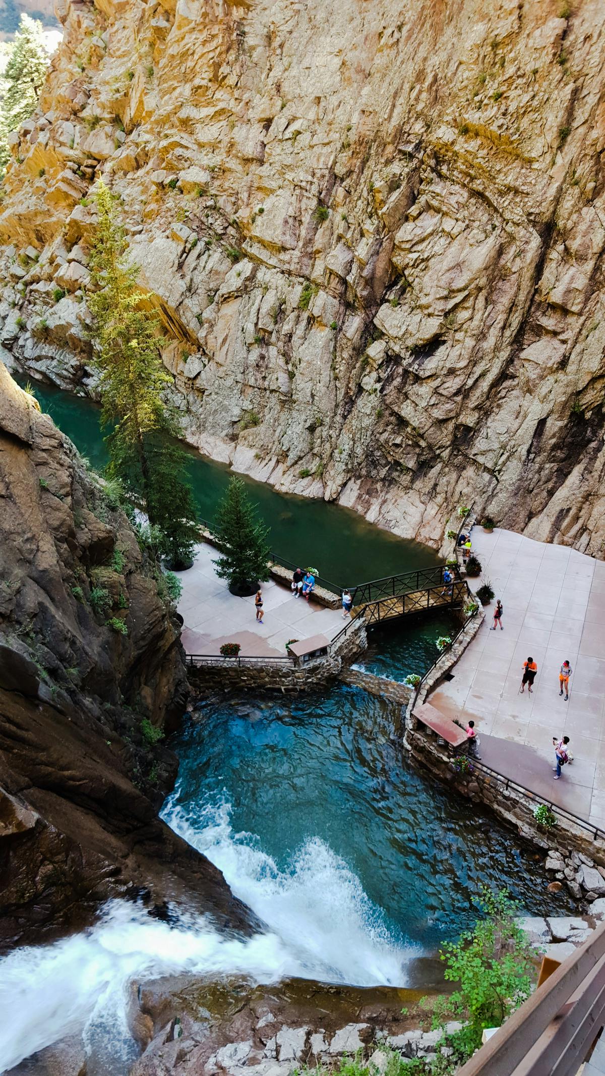 Stunning view of Seven Falls waterfall and canyon in Colorado Springs